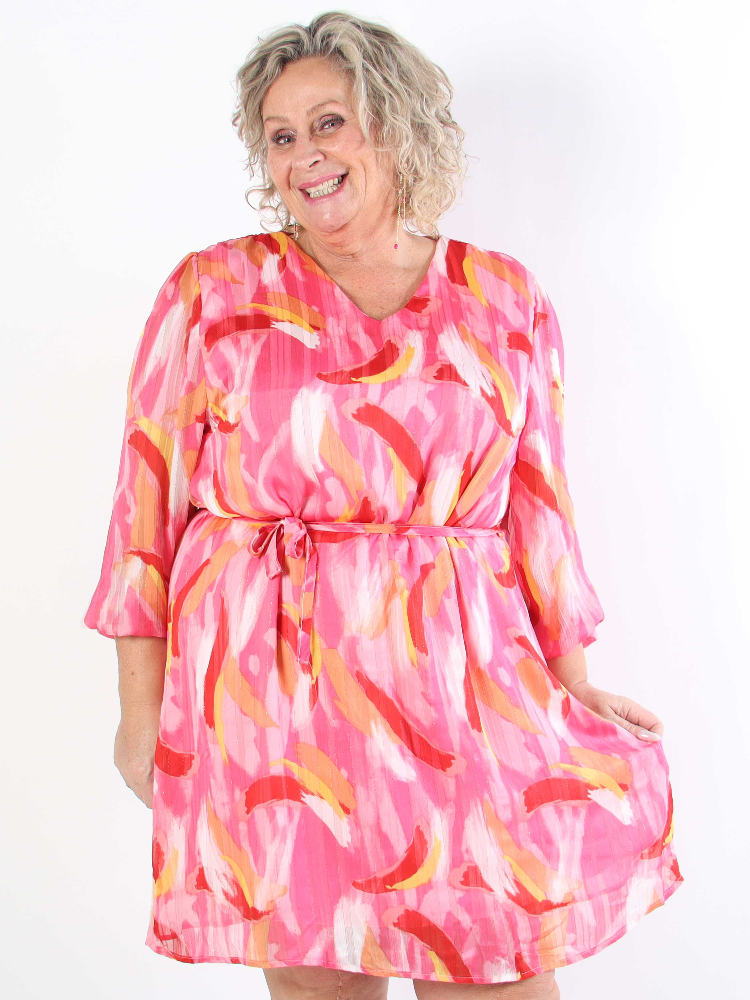 Filipa - Mönstrad tunikaklänning med glittertrådar